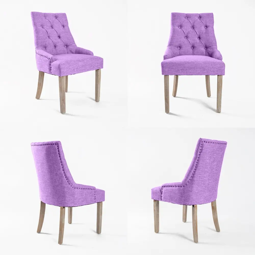 French Provincial Dining Chair Oak Leg AMOUR VIOLET - Furniture > Bar Stools & Chairs