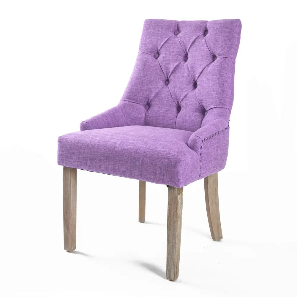 French Provincial Dining Chair Oak Leg AMOUR VIOLET - Furniture > Bar Stools & Chairs