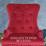 French Provincial Dining Chair Ring Studded Velvet Rubberwood Leg LISSE BORDEAUX RED - Furniture > Bar Stools & Chairs
