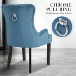 French Provincial Dining Chair Ring Studded Velvet Rubberwood Leg LISSE NAVY BLUE - Furniture > Bar Stools & Chairs