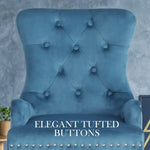 French Provincial Dining Chair Ring Studded Velvet Rubberwood Leg LISSE NAVY BLUE - Furniture > Bar Stools & Chairs