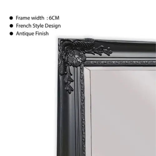 French Provincial Ornate Mirror - Black - Free Standing 50cm x 170cm - Home & Garden > Decor