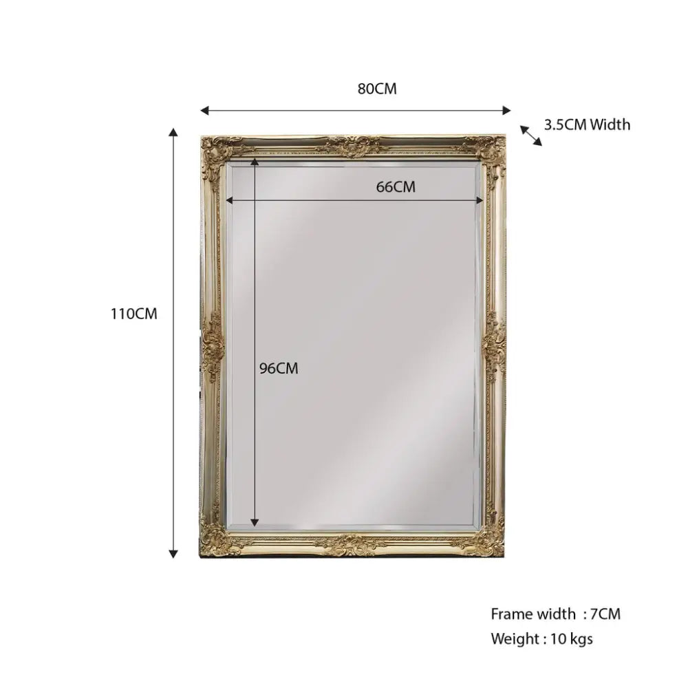 French Provincial Ornate Mirror - Champagne - Small 80cm x 110cm - Home & Garden > Decor > Mirrors