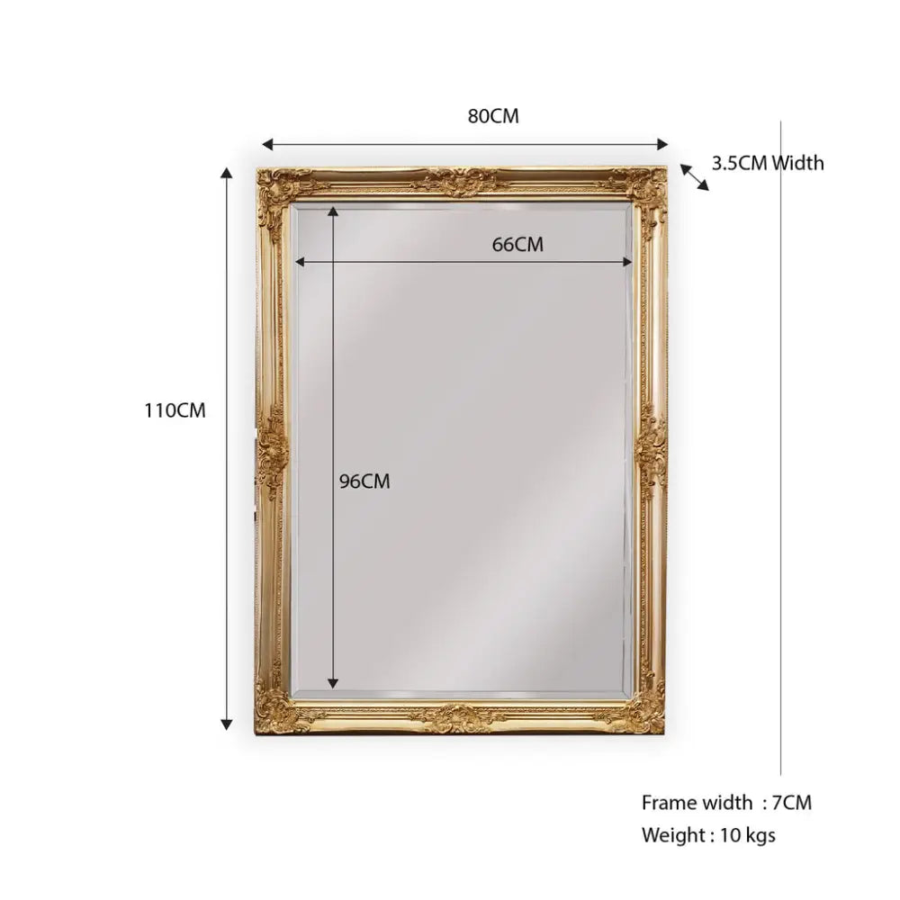 French Provincial Ornate Mirror - Country Gold - Small 80cm x 110cm - Home & Garden > Decor > Mirrors