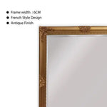 French Provincial Ornate Mirror - Gold - Free Standing 50cm x 170cm - Home & Garden > Decor