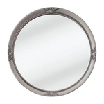 French Provincial Ornate Round Mirror - Antique Silver - Home & Garden > Decor