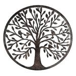 French Rustic 60cm Tree of Life & Birds Round Metal Wall Garden Art Sculpture - Home & Garden > Decor > Garden Ornaments
