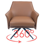 Freya Leather Swivel Occasional Chair Lounge Seat - Beige - Furniture > Sofas