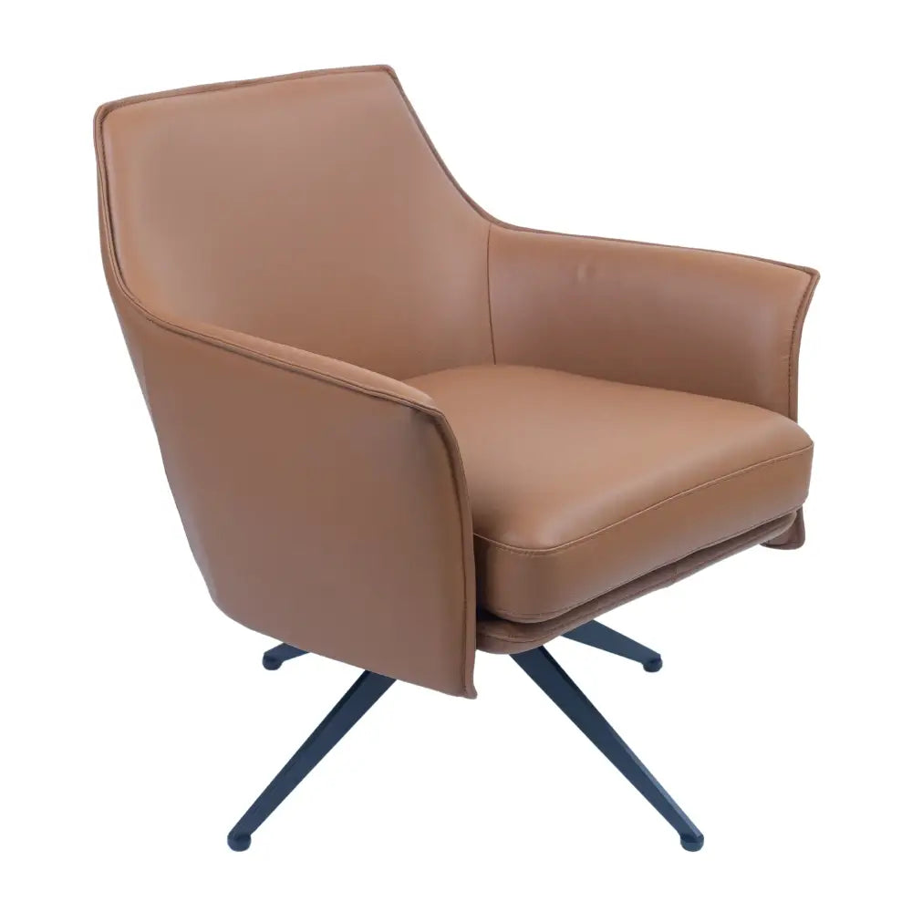 Freya Leather Swivel Occasional Chair Lounge Seat - Beige - Furniture > Sofas