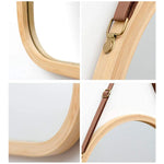 Full Length Bathroom Wall Mount Hanging Bamboo Frame Mirror Adjustable Strap Wall Mirror Home Decor - Home & Garden >
