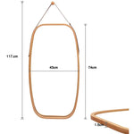 Full Length Bathroom Wall Mount Hanging Bamboo Frame Mirror Adjustable Strap Wall Mirror Home Decor - Home & Garden >