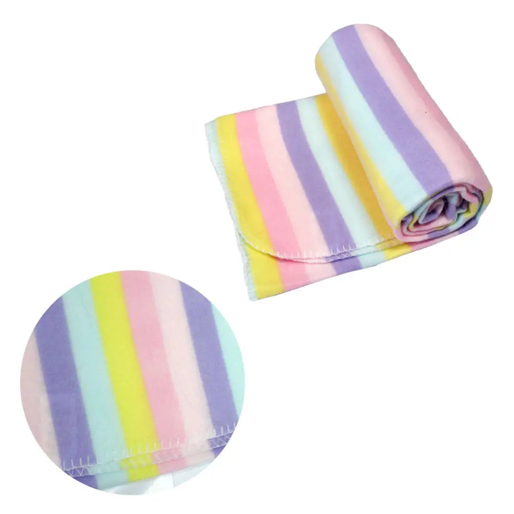 Funky Cute Polar Fleece Throw Rug Pastel Stripes - Home & Garden > Bedding
