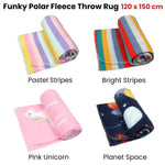 Funky Cute Polar Fleece Throw Rug Pink Unicorn - Home & Garden > Bedding