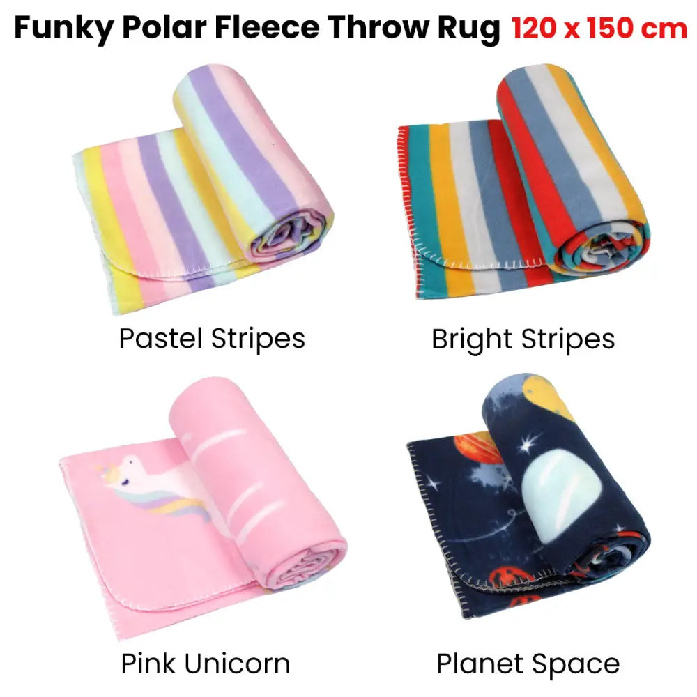 Funky Cute Polar Fleece Throw Rug Pink Unicorn - Home & Garden > Bedding
