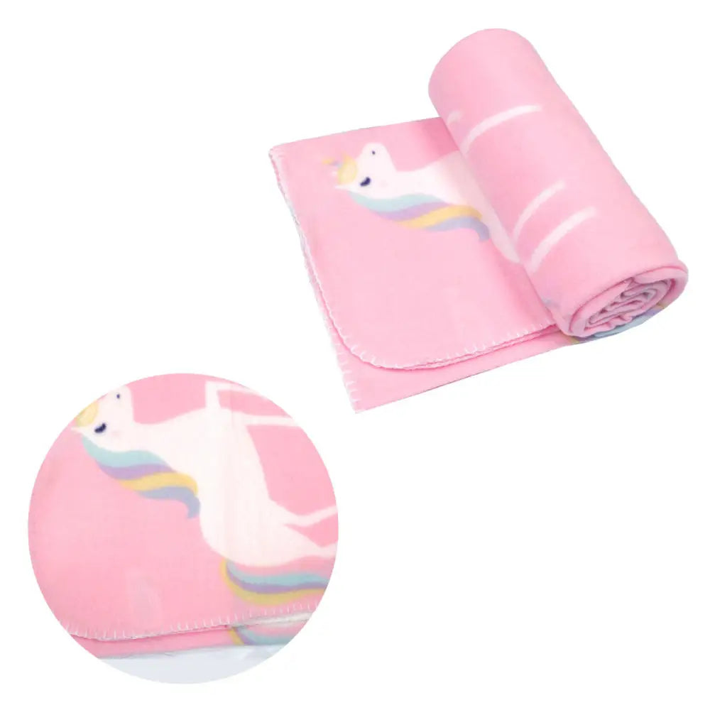 Funky Cute Polar Fleece Throw Rug Pink Unicorn - Home & Garden > Bedding