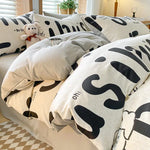 Funny Alphabet Thick Brushed Cotton 4-Piece Bed Sheet Set (1.5m Bed) - Fits 200x230cm Duvet - Home & Garden > Bedding >