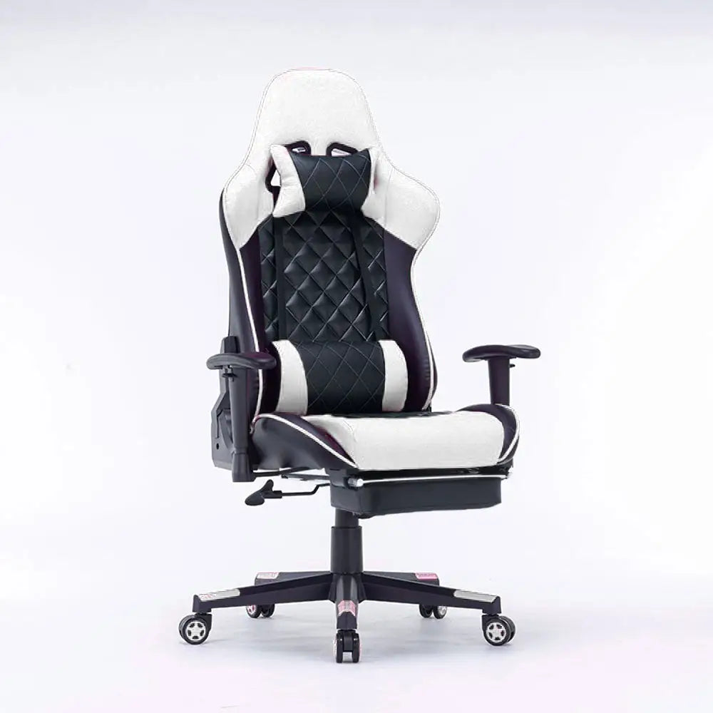Gaming Chair Ergonomic Racing chair 165° Reclining Gaming Seat 3D Armrest Footrest Black - Furniture > Bar Stools &