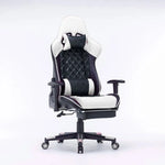 Gaming Chair Ergonomic Racing chair 165° Reclining Gaming Seat 3D Armrest Footrest Black Blue - Furniture > Bar Stools