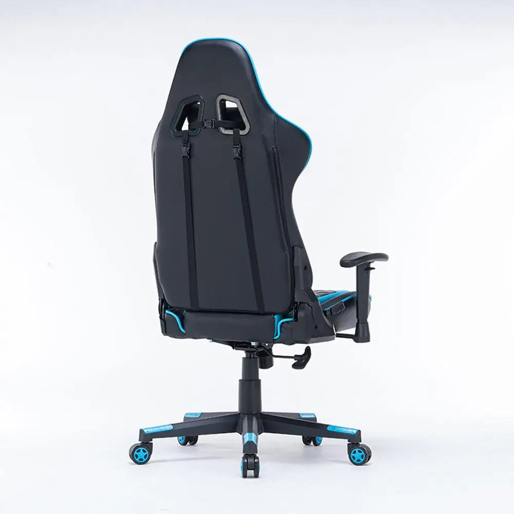 Gaming Chair Ergonomic Racing chair 165° Reclining Gaming Seat 3D Armrest Footrest Pink White - Furniture > Bar Stools