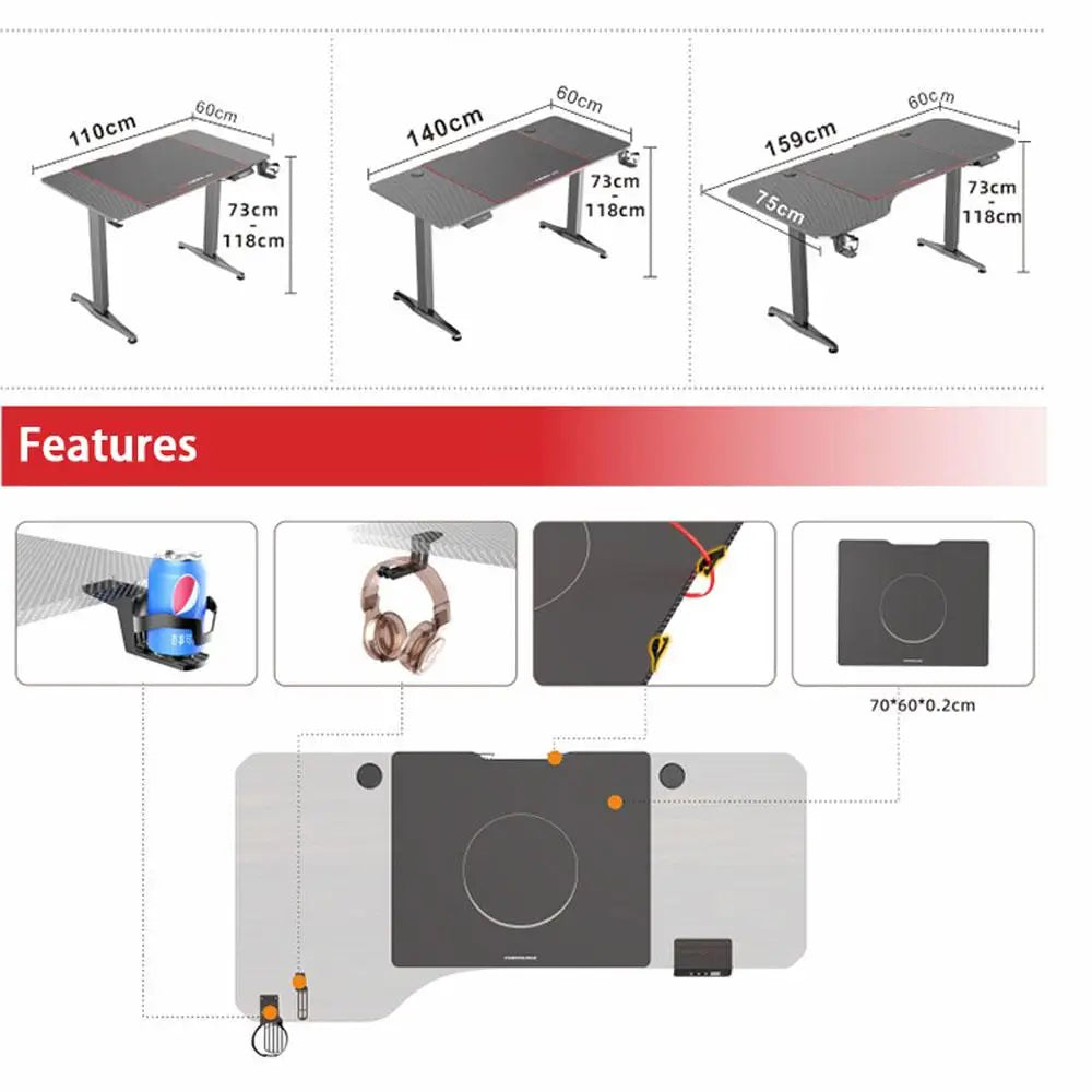 Gaming Standing Desk Home Office Lift Electric Height Adjustable Sit To Stand Motorized Standing Desk 1460 - Furniture