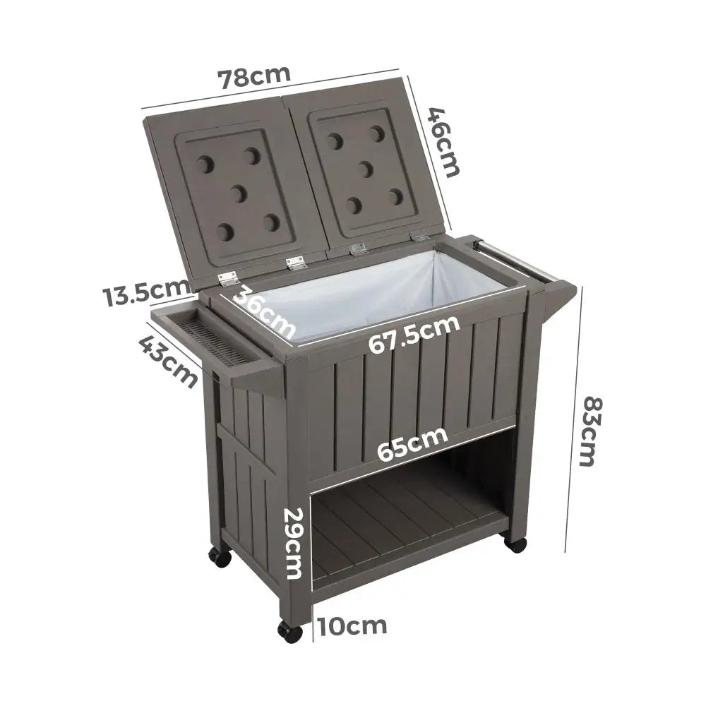 Garden Bar Serving Cart with Cooler (Taupe) - Furniture > Outdoor