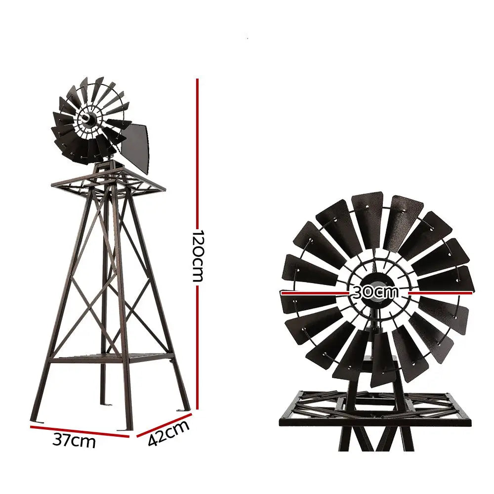 Garden Windmill 120cm Metal Ornaments Outdoor Decor Ornamental Wind Mill - Home & Garden > Decor