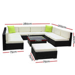 Gardeon 10-Piece Outdoor Sofa Set Wicker Couch Lounge Setting Cover - Furniture > Outdoor