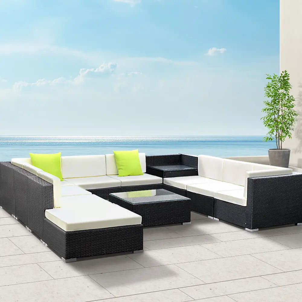 Gardeon 11PC Outdoor Furniture Sofa Set Wicker Garden Patio Lounge - Furniture > Outdoor