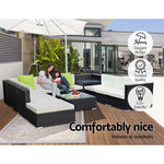 Gardeon 11PC Sofa Set with Storage Cover Outdoor Furniture Wicker - Furniture > Outdoor