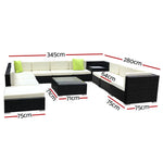 Gardeon 12PC Outdoor Furniture Sofa Set Wicker Garden Patio Lounge - Furniture > Outdoor
