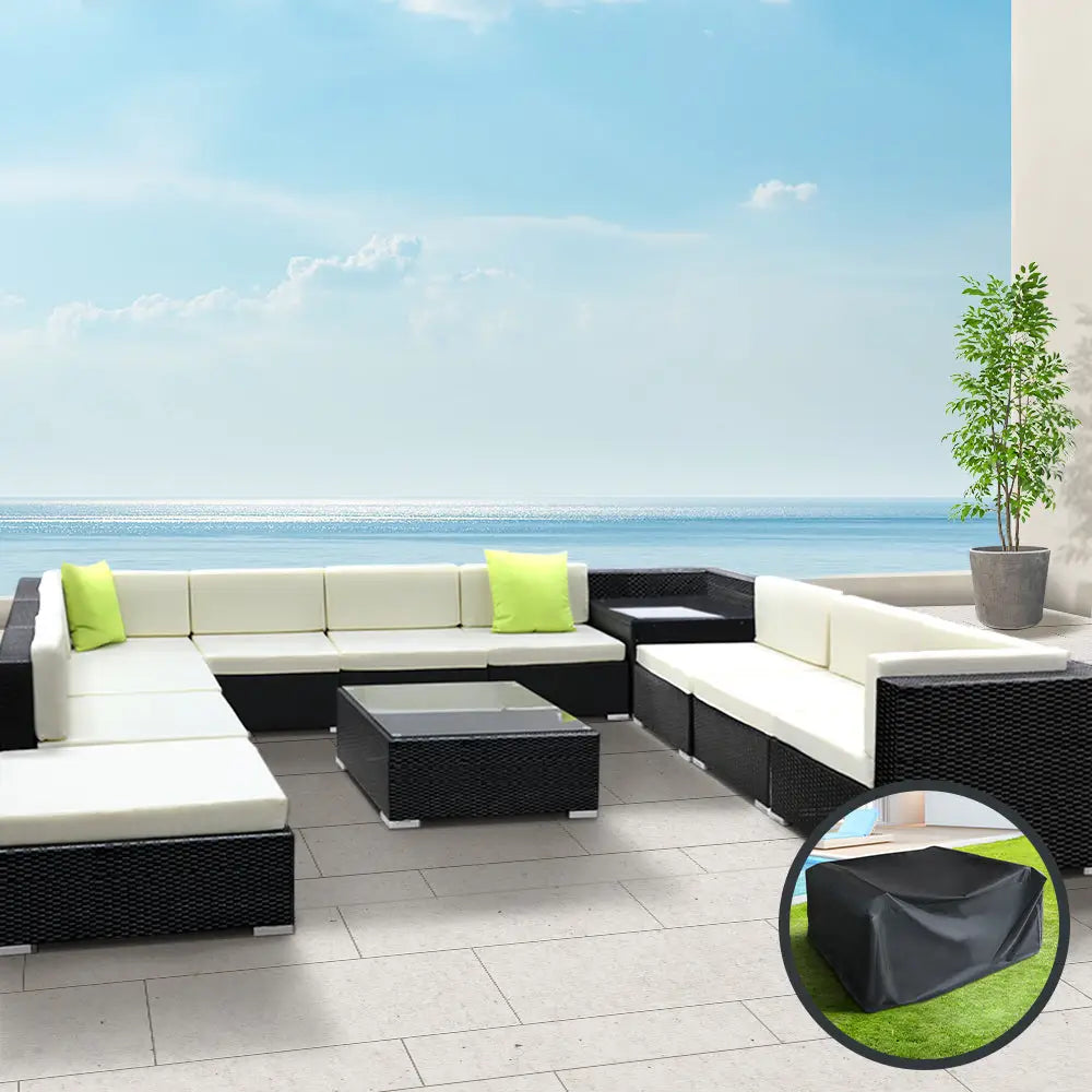 Gardeon 12PC Sofa Set with Storage Cover Outdoor Furniture Wicker - Furniture > Outdoor