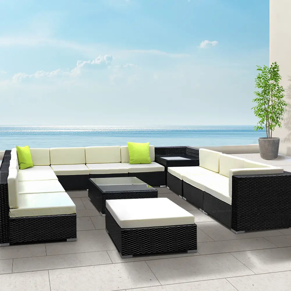 Gardeon 13-Piece Outdoor Sofa Set Wicker Couch Lounge Setting 11 Seater - Furniture > Outdoor