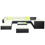 Gardeon 13-Piece Outdoor Sofa Set Wicker Couch Lounge Setting 11 Seater - Furniture > Outdoor