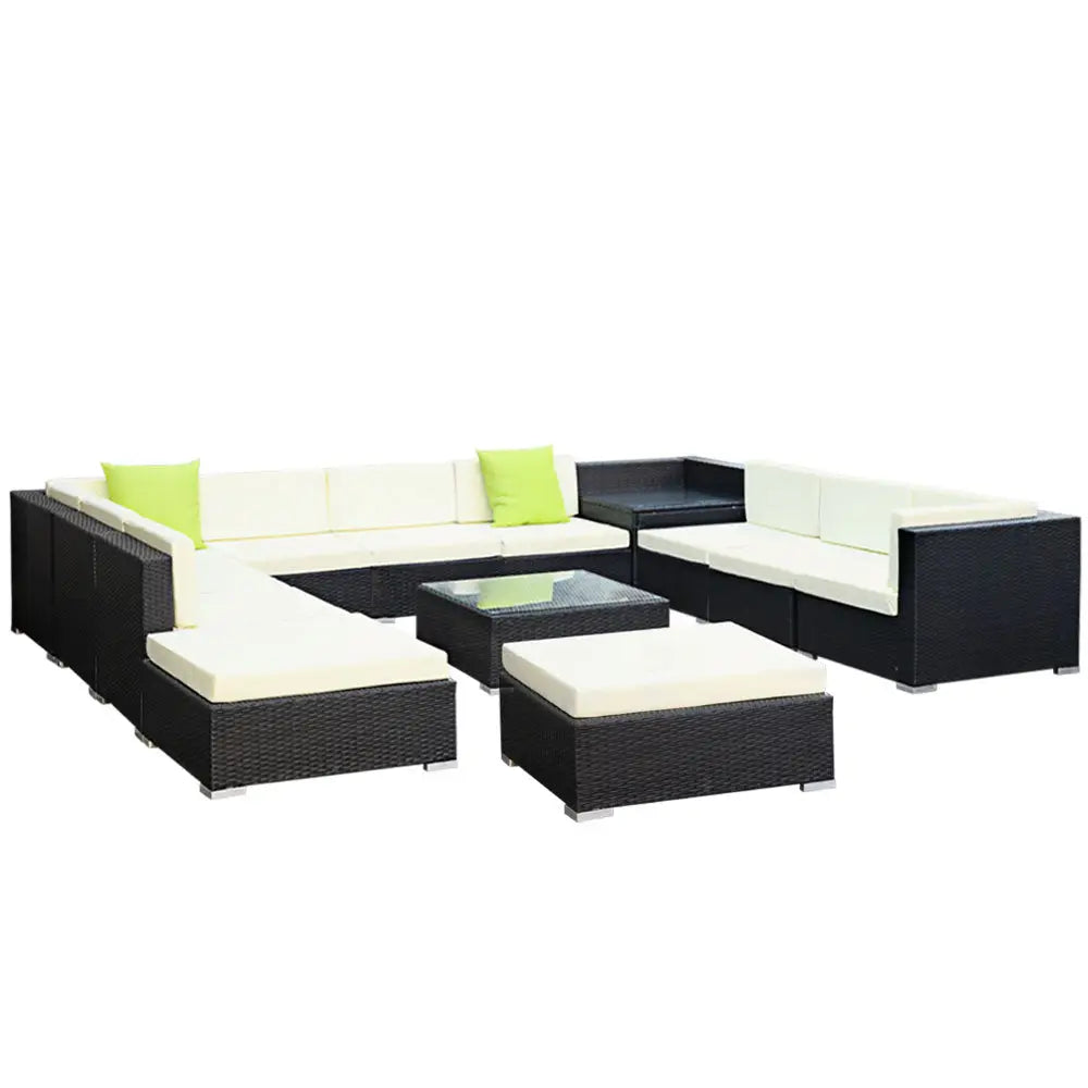 Gardeon 13-Piece Outdoor Sofa Set Wicker Couch Lounge Setting Cover - Furniture > Outdoor