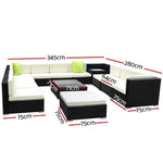 Gardeon 13-Piece Outdoor Sofa Set Wicker Couch Lounge Setting Cover - Furniture > Outdoor