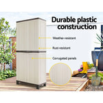 Gardeon 173cm Outdoor Storage Cabinet Box Lockable Cupboard Sheds Garage Adjustable Beige - Home & Garden > Storage
