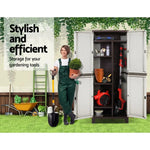 Gardeon 173cm Outdoor Storage Cabinet Box Lockable Cupboard Sheds Adjustable Rattan Beige - Home & Garden > Storage