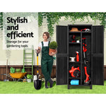 Gardeon 173cm Outdoor Storage Cabinet Box Lockable Cupboard Sheds Garage Adjustable Black - Home & Garden > Storage