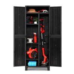 Gardeon 173cm Outdoor Storage Cabinet Box Lockable Cupboard Sheds Garage Adjustable Black - Home & Garden > Storage