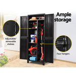 Gardeon 173cm Outdoor Storage Cabinet Box Lockable Cupboard Sheds Garage Adjustable Black - Home & Garden > Storage
