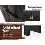 Gardeon 173cm Outdoor Storage Cabinet Box Lockable Cupboard Sheds Garage Adjustable Black - Home & Garden > Storage