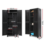 Gardeon 173cm Outdoor Storage Cabinet Box Lockable Cupboard Sheds Garage Adjustable Black - Home & Garden > Storage
