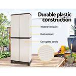 Gardeon 173cm Outdoor Storage Cabinet Box Lockable Cupboard Sheds Adjustable Rattan Beige - Home & Garden > Storage