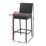Gardeon 2-Piece Outdoor Bar Stools Dining Chair Bar Stools Rattan Furniture - Furniture > Outdoor