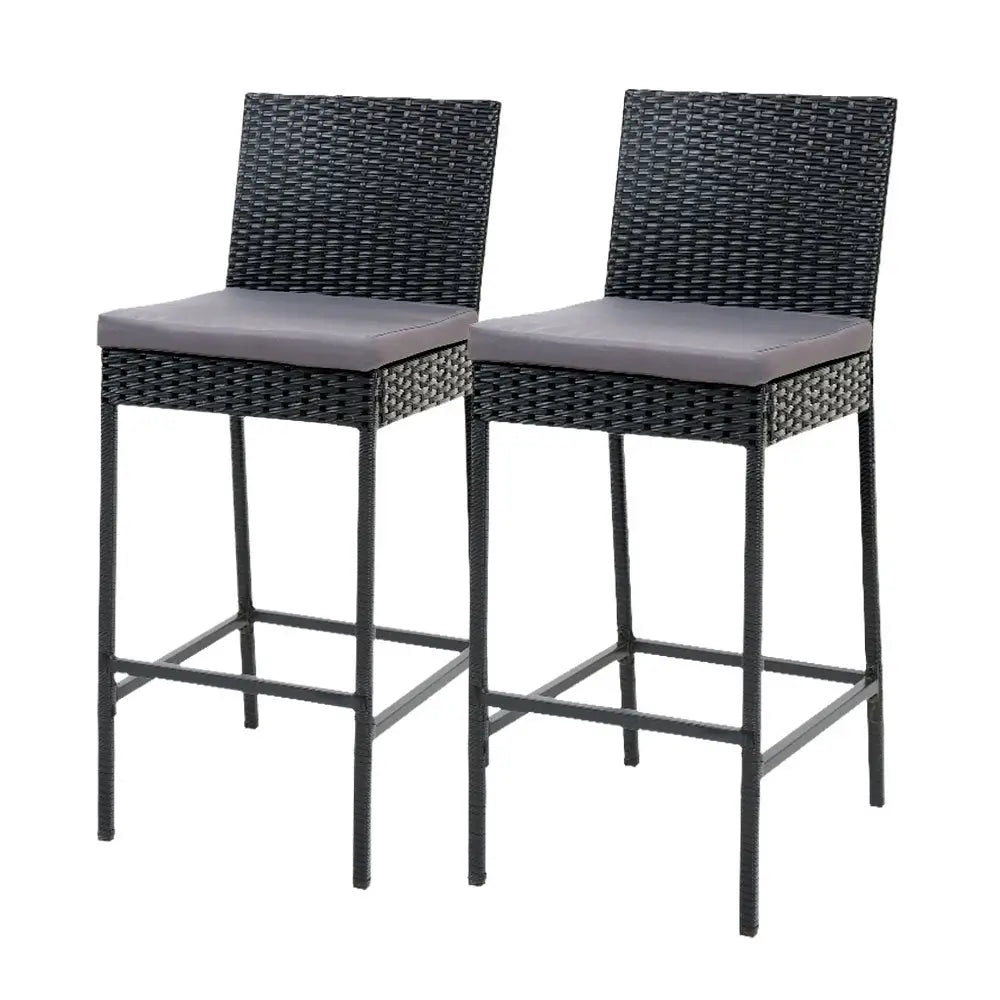 Gardeon 2-Piece Outdoor Bar Stools Dining Chair Bar Stools Rattan Furniture - Furniture > Outdoor