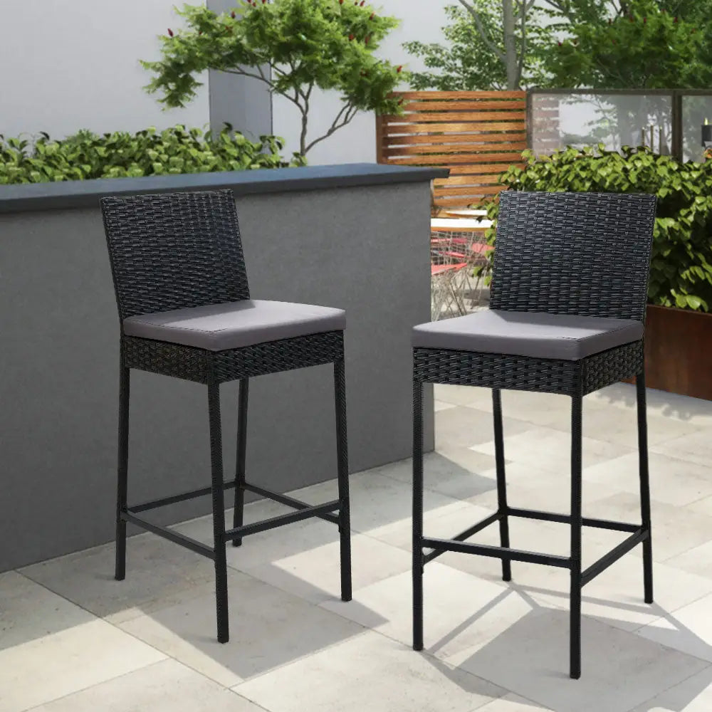 Gardeon 2-Piece Outdoor Bar Stools Dining Chair Bar Stools Rattan Furniture - Furniture > Outdoor