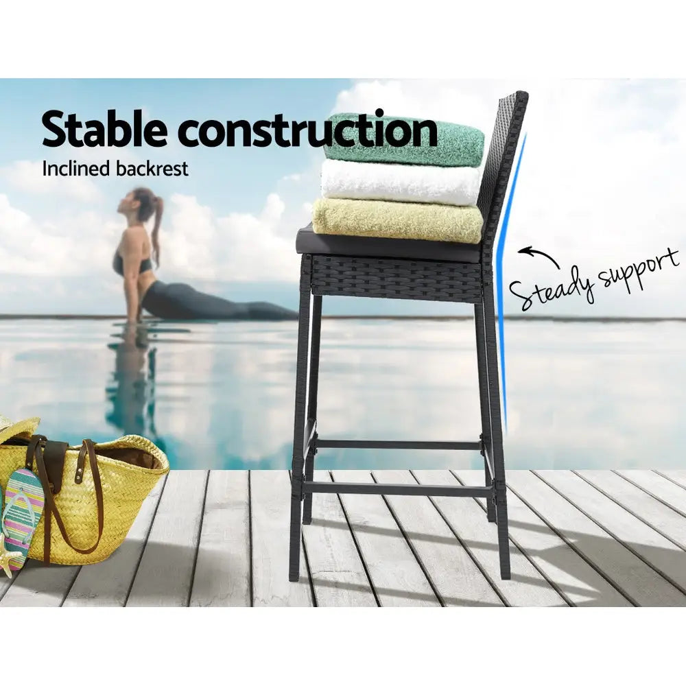 Gardeon 2-Piece Outdoor Bar Stools Dining Chair Bar Stools Rattan Furniture - Furniture > Outdoor