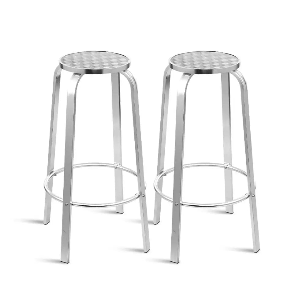 Gardeon 2-Piece Outdoor Bar Stools Patio Indoor Bistro Aluminum Chairs - Furniture > Bar Stools & Chairs