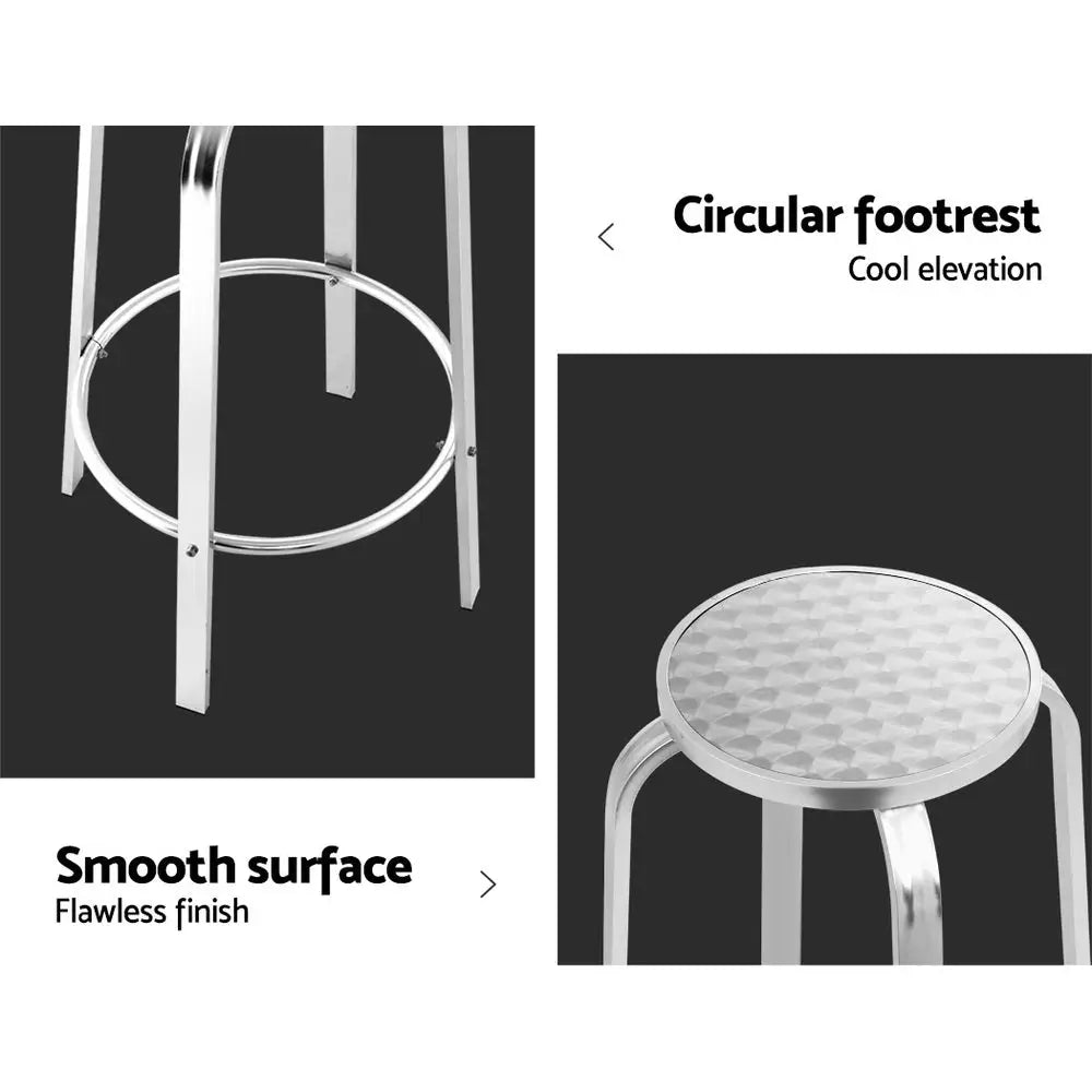 Gardeon 2-Piece Outdoor Bar Stools Patio Indoor Bistro Aluminum Chairs - Furniture > Bar Stools & Chairs