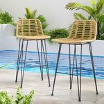 Gardeon 2 Piece Outdoor Bar Stools Wicker Dining Rattan Chair - Furniture > Outdoor > Outdoor Chairs